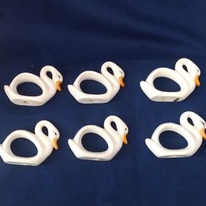 Set of 7 Vintage ceramic geese napkin rings